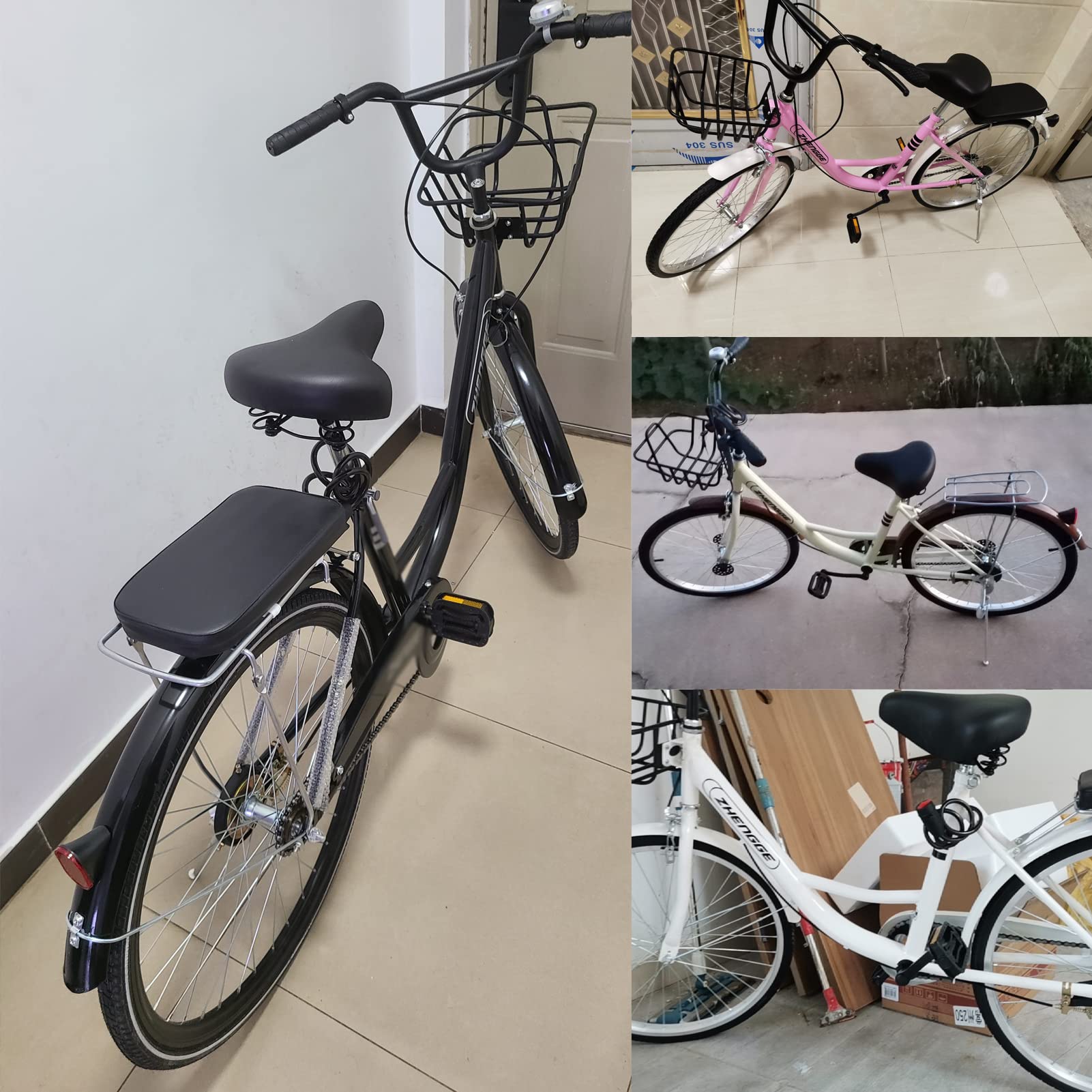 Amazon | ビーチ クルーザー バイク、22/24/26 インチ ステップ スルー